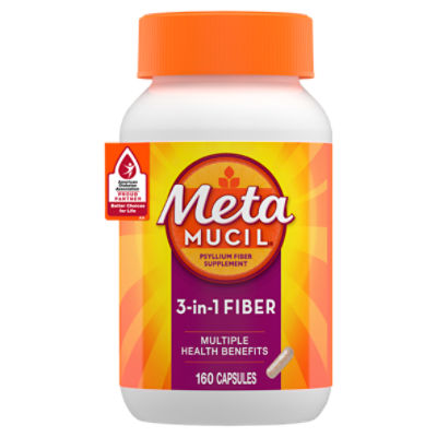 Metamucil, Psyllium Husk Fiber Supplement, 3in1 Fiber for Digestive Health, Plant Based, 160