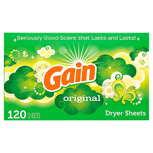 Gain Original Dryer Sheets, 120 count
More scent. More softness. Less static. For daring noses, we hear the trifecta of Gain Original scent (laundry detergent + fabric softener + dryer sheets) is the way to go.
