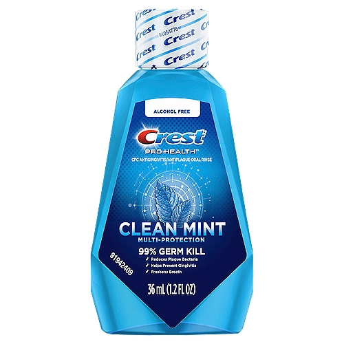 You can make a difference in your oral health starting today. Advance to a Healthier Mouth from Day 1* with Crest Pro-Health Clean Mint Multi-Protection Mouthwash which starts fighting plaque from day 1. Crest Pro-Health Clean Mint Multi-Protection Mouthwash kills 99% of germs without the harsh burn of alcohol. It provides 24 hour protection against plaque and gingivitis when used twice per day. *with continued use vs. brushing alone with ordinary toothpaste.