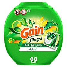 Gain Flings Original 3 in 1 Detergent, 60 count, 44 oz