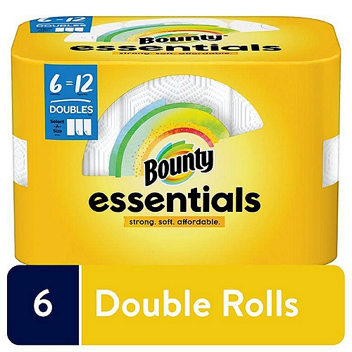 Bounty Select-A-Size Essentials White Double Rolls Paper Towels, 6 count