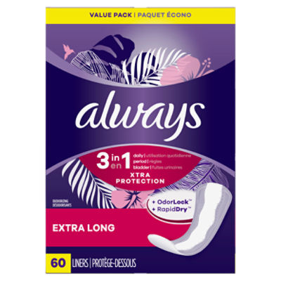 Carefree Panty Liners, Extra Long Liners, Wrapped, Unscented, 36ct