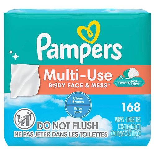 Pampers Expressions Ultra Soft Fresh Bloom Scent Wipes, 168 count
Alcohol Free Wipes*
*contains no ethanol or rubbing alcohol