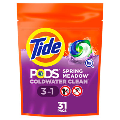 Tide Pods 3 in 1 Coldwater Clean Spring Meadow Laundry Detergent, 31 count, 27 oz