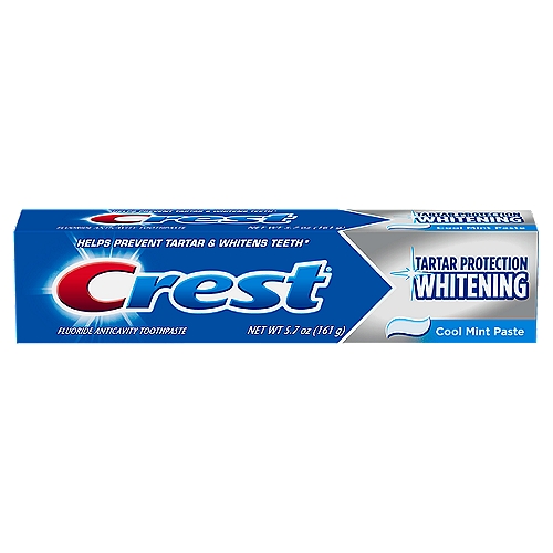 Crest Tartar Protection Whitening Fluoride Anticavity Toothpaste, 5.7 oz
Crest Tartar Protection Toothpaste fights tartar buildup and helps take care of your mouth. It also whitens teeth by removing surface stains. Plus, it'll leave your breath feeling fresh.