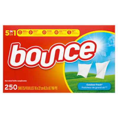 Bounce Outdoor Fresh 5 in 1 Dryer Sheets, 250 count