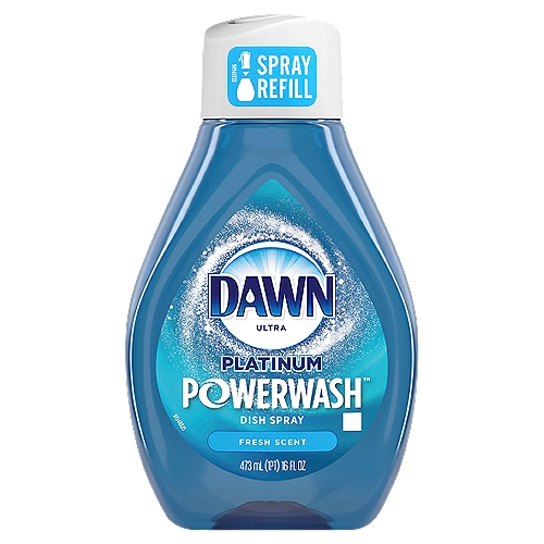 DAWN Ultra Platinum Powerwash Fresh Scent Dish Spray Refill, 16 fl oz
Dawn Platinum Powerwash Dish Spray, Dish Soap is the faster, easier way to clean as you go. The spray activated suds cut through grease on contact, without water for 5X Faster* Grease Cleaning (*vs Dawn Non-Concentrated). Just Spray, Wipe, and Rinse to stay ahead of the mess and get done faster. Dawn Powerwash is great for all your dishes with its unique spray technology even your hard to reach items, like blenders and baby bottles, are easy to clean. Just, Spray, Wipe, and Rinse. For tough messes, allow the suds to sit for a few minutes than just wipe and rinse away all the grease and suds. Available in easy to use refills and comes in three amazing scents; Fresh, Apple, and Citrus.
