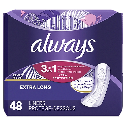 Always Xtra Protection Extra Long Scented Liners, 48 count