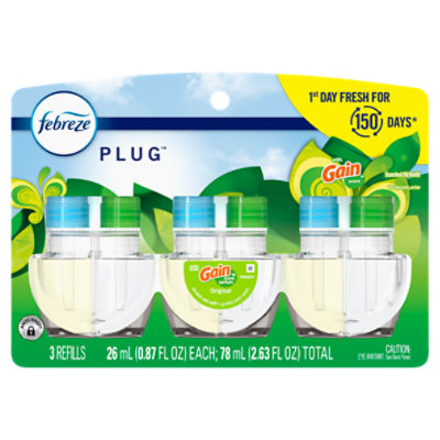 Febreze Plug Original with Gain Scent Scented Oil Refill, 0.87 fl oz, 3 count