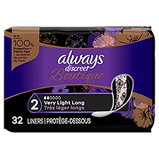 always Discreet Boutique Very Light Long, Incontinence Liners, 32 Each