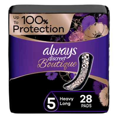 Always Discreet Boutique Incontinence Pads, Heavy Absorbency, Long Length, 28 Count, 28 Each