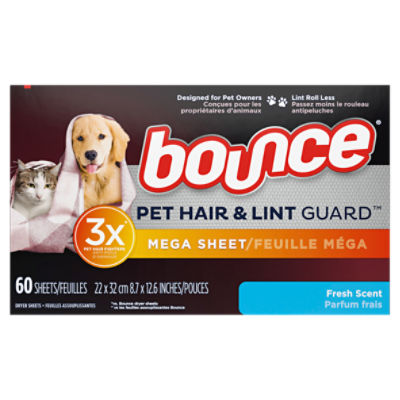 bounce Pet Hair & Lint Guard Fresh Scent Mega Dryer Sheets, 60 count
