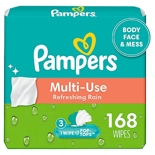 Pampers Expressions Botanical Rain Scent Multi-Use Wipes, 168 count
Meet the one wipe for everything and everyone. Expressions Multi-Use Wipes by Pampers can be used on body, face, messes, surfaces, and more. Expressions Wipes are gentle enough for faces, yet durable enough to take on tough messes. Free of alcohol, parabens, and latex,* our Botanical Rain Scent wipes bring a fresh, dewy, botanical scent as you clean. And for less waste, our unique pop-top helps keep wipes fresh, and only dispenses one wipe at a time, so you only get what you need. *Natural rubber