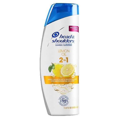 Head & Shoulders Lemon Oil Anti-Dandruff 2-in-1 Shampoo + Conditioner, 13.5oz
Healthy hair starts at the scalp. Introducing Head and Shoulders Lemon Oil 2 in 1 formula, brought to you by the #1 dermatologist-recommended brand. This anti-itch,* anti dandruff shampoo and conditioner formula deep cleans your scalp to remove build-up and relieve dandruff symptoms.+ Now you can rinse away residue, oil, and flakes and improve your scalp and hair health every time you shower. Crafted with lemon essential oil. Plus, each bottle comes with an up to 100% flake-free‡ guarantee.^

*associated with dandruff
+with regular use
‡visible flakes; with regular use
^Satisfaction Guarantee: If you are not satisfied, call 1-800-843-3543

Pyrithione Zinc Dandruff Shampoo + Conditioner

Proven Protection
1) Rich Lather - leaves scalp and hair feeling airy clean
2) Scalp Protection - from flakes+, itch+, oil‡, & dryness - Guaranteed^
3) Healthy Hair - grows from a healthy scalp

Drug Facts
Active ingredient - Purpose
Pyrithione zinc 1% - Anti-dandruff

Uses
Helps prevent recurrence of flaking and itching associated with dandruff.