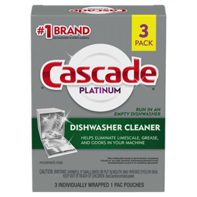 Cascade Platinum Dishwasher Cleaner, 3 count, 3 Each