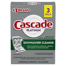 Cascade Dishwasher Cleaner Platinum, 3 Each
