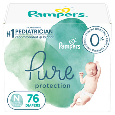 Pampers Pure Protection Newborn Diapers Size N 32 Count, Diapers