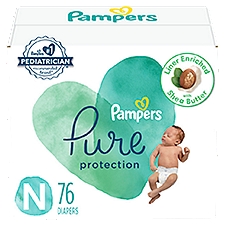 Pampers Pure Protection Diapers, Size N, <10 lb, 76 count