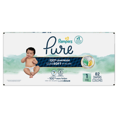Pampers Pure Diapers, Size 1, 8-14 lb, 82 count