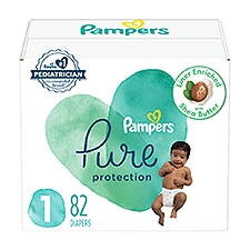 Pampers Pure Protection Diapers Super Pack, Size 1, 8-14 lb, 82 count