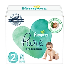Pampers Pure Protection Diapers Super Pack, Size 2, 12-18 lb, 74 count