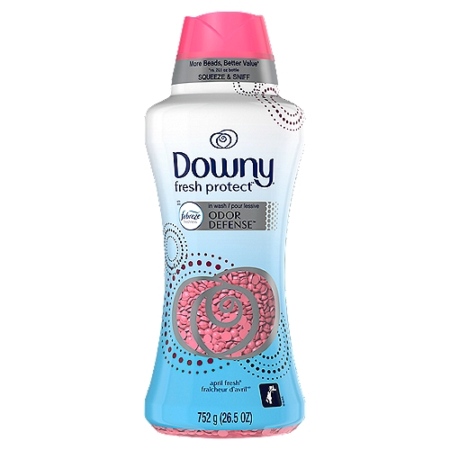 Downy Fresh Protect April Fresh In Wash Odor Defense, 26.5 oz
When you treat your laundry to Downy Fresh Protect In-Wash Odor Defense scent beads, fabrics are infused with motion-activated fresheners that are triggered as you move, knocking out odors on the spot. Its 24-hour odor neutralization keeps your clothes smelling fresh and clean—no matter what you do while wearing them. So get out there and see how Downy Fresh Protect helps you maintain that take-on-the-world freshness all day long.