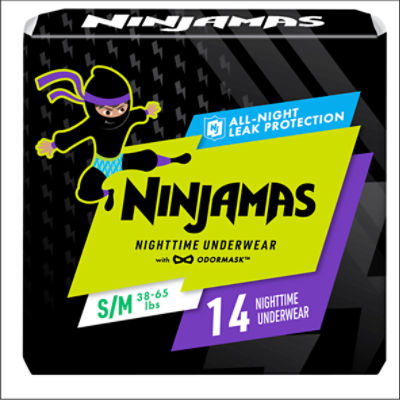 Ninjamas Nighttime Bedwetting Underwear Boy Size S/M 14 Count