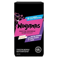Ninjamas Nighttime Bedwetting Underwear Girl Size L/XL, 11 Each