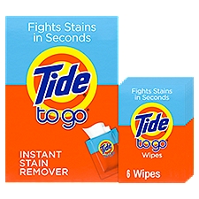 Tide To Go Instant Stain Remover Wipes, 6 count, 6 Each