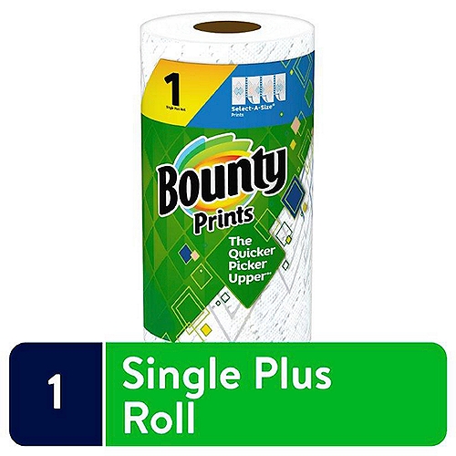 Bounty Select-A-Size Prints Paper Towels
The Quicker Picker Upper®*
*vs. leading ordinary brand