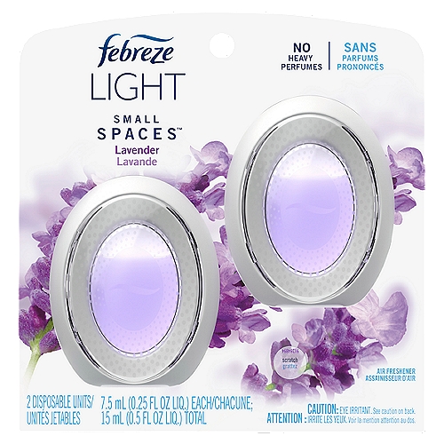Febreze Small Spaces Light Lavender Air Freshener, 0.25 fl oz, 2 count, 0.5 fluidOunceUS