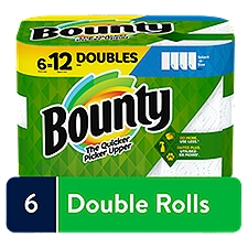 Bounty White Double Plus Rolls, Paper Towels, 6 Each