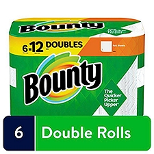 Bounty Full Sheets White Double Rolls, Paper Towels, 6 Each