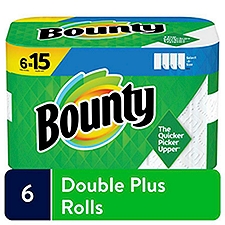 Bounty Select-A-Size White Double Plus Rolls, Paper Towels, 6 Each