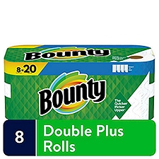 Bounty Select-A-Size White Double Plus Rolls Paper Towels, 8 count