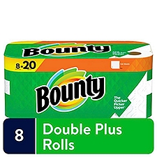 Bounty White Full Sheets Double Plus Rolls, Paper Towels, 8 Each