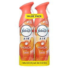 Febreze Air Effects Odor-Eliminating Air Freshener Peach, 8.8 oz. Aerosol Can, Pack of 2