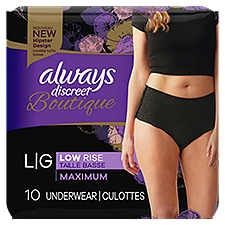 Always Discreet Boutique Low Rise Maximum Underwear, L, 10 count