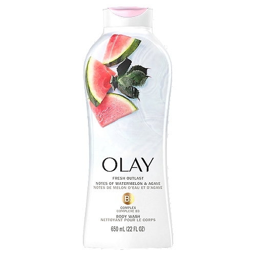 Olay Fresh Outlast Notes of Watermelon & Agave Body Wash, 22 fl oz
Turn shower time into a luxurious, spa-like experience with Olay Fresh Outlast Watermelon & Agave Body Wash. Now formulated with Olay's Vitamin B3 Complex, and the bright, fruity scent of Watermelon & Agave. The rich lather hydrates skin better than regular soap to leave your skin feeling smooth and you feeling refreshed. Step out of the shower more confident than ever knowing that our formulas are backed by 60 years of beauty science.