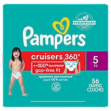 Pampers Cruisers 360° Gap-Free Fit Diapers, Size 5, 27+ lb, 56 count