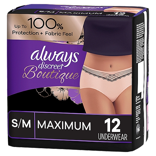 Always Discreet Boutique High-Rise Incontinence Underwear Size S/M Maximum  Rosy, 12 Count - The Fresh Grocer