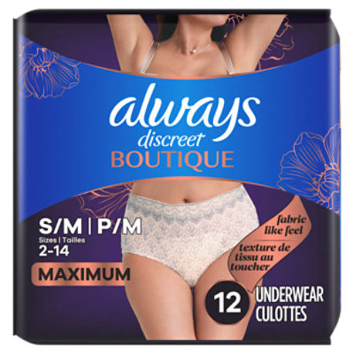 Always Discreet Boutique High-Rise Incontinence Size Small/Medium Underwear,  40 ct - King Soopers