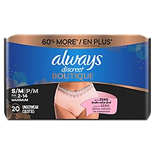 Always Discreet Boutique High-Rise Incontinence Underwear Size S/M Maximum Rosy, 20 Count