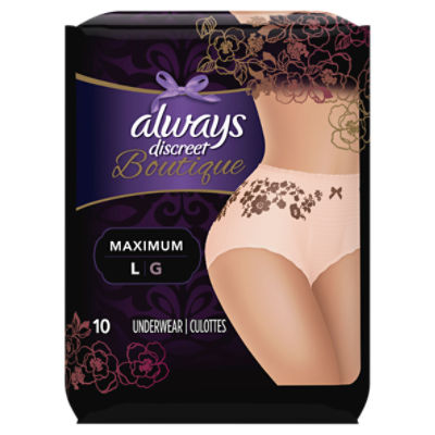 Always Discreet Boutique Low-Rise Maximum Absorbency Size Large  Incontinence Underwear, 10 ct - Gerbes Super Markets