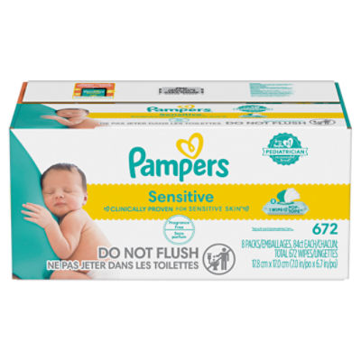 Pampers Pampers Baby Wipes Sensitive Perfume Free 8X Pop-Top Packs. 672 Count, 8 packs of 84 wipes, 672 Each 