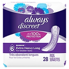 always Discreet Extra Heavy Long, Incontinence Pads, 28 Each