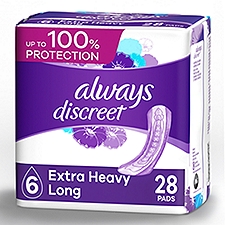 always Discreet Extra Heavy Long Pads, 28 count