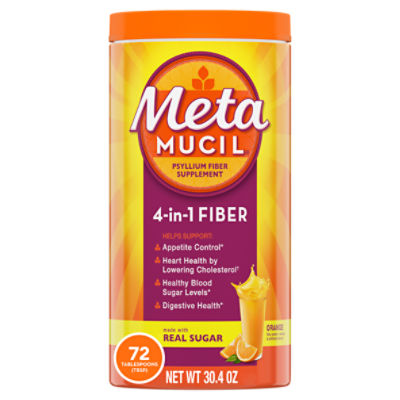 Meta MUCIL 4-in-1 Orange Psyllium Supplement Fiber Powder, 30.4 oz, 30.4 Ounce