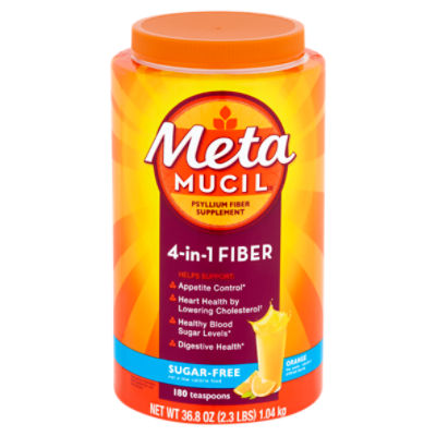 Metamucil Orange 4-in-1 Fiber Sugar-Free Psyllium Fiber Supplement Powder, 36.8 oz