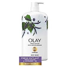 Olay Fresh Outlast Body Wash, Birch Water & Lavender, 30 fl oz, 30 Fluid ounce